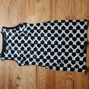 Lauren by Ralph Lauren Black & White Sequin Pattern Sheath Dress